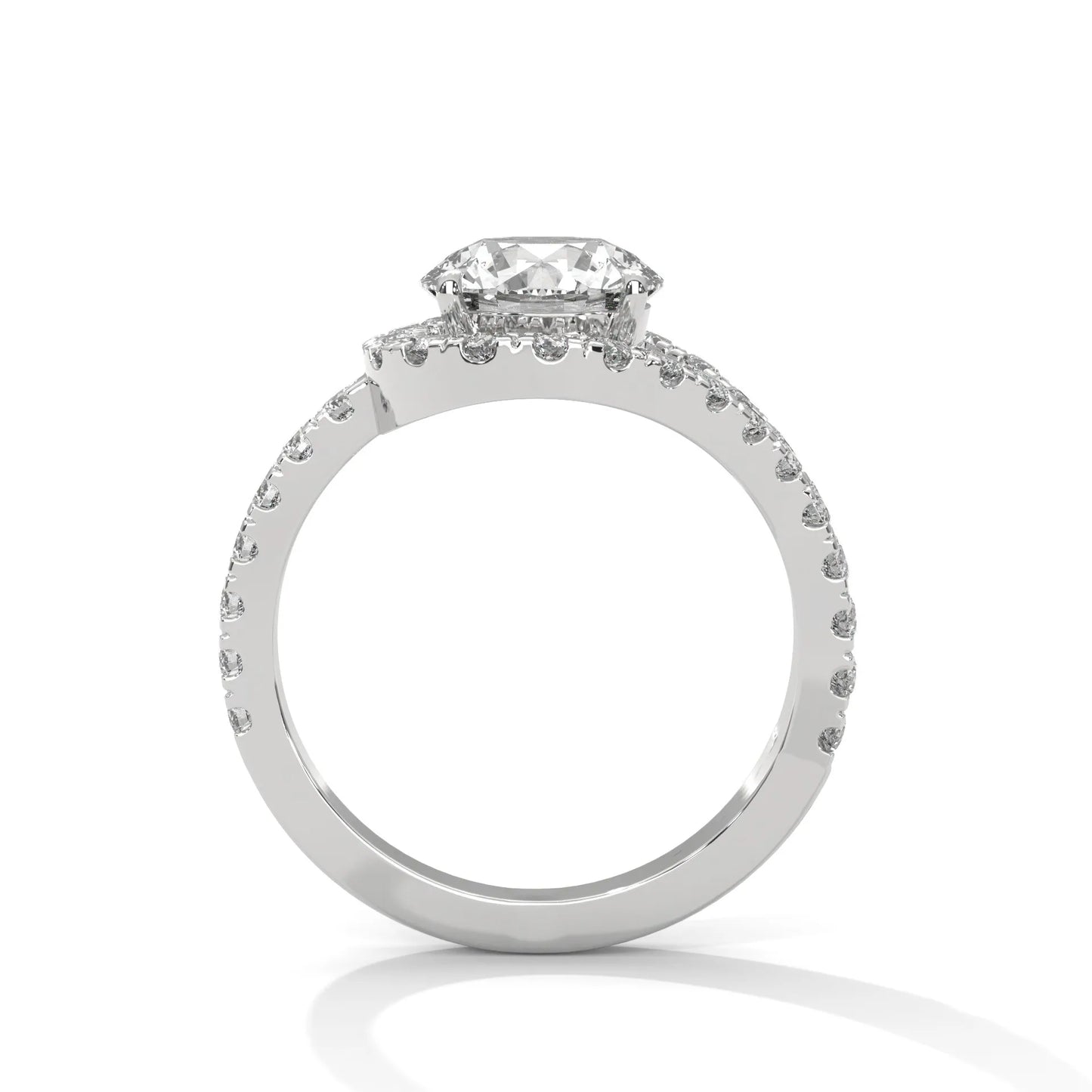 2.54ctw round brilliant cut moissanite bypass halo ring 925 sterling silver engagement band