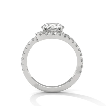 2.54ctw Round Brilliant Cut Moissanite Bypass Halo Ring 925 Sterling Silver Engagement Band