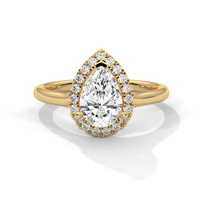 1.5ct Pear Cut Moissanite Halo Solitaire Ring 925 Sterling Silver Engagement Band