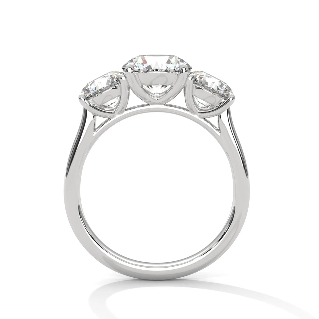 2.0ct Round Brilliant Cut Moissanite 3-Stone Ring 925 Sterling Silver Classic Engagement Band