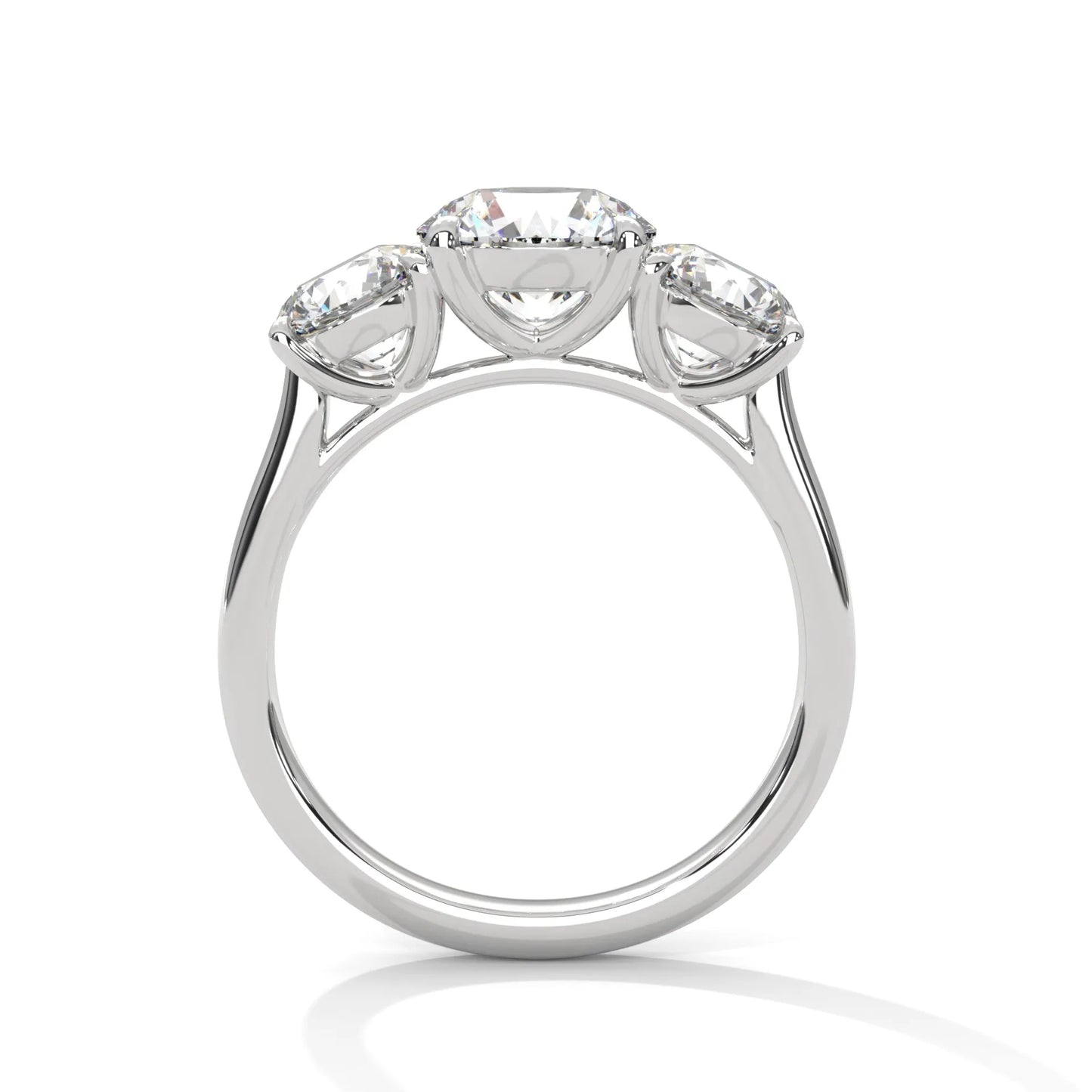 2.0ct round brilliant cut moissanite 3-stone ring 925 sterling silver classic engagement band