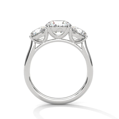 2.0ct Round Brilliant Cut Moissanite 3-Stone Ring 925 Sterling Silver Classic Engagement Band