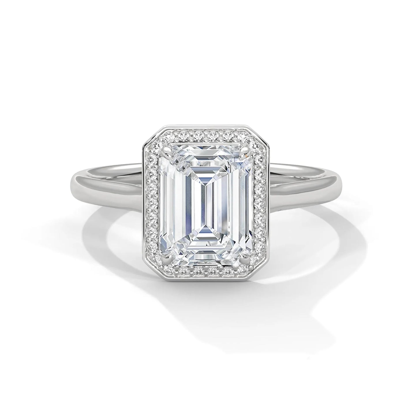 2.0ct emerald cut moissanite halo solitaire ring 925 sterling silver engagement band