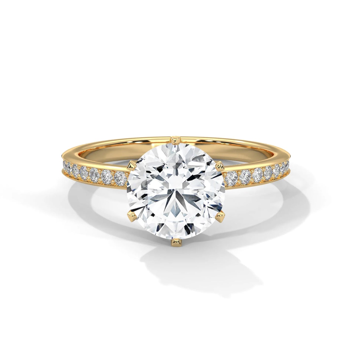 2.24ctw round brilliant cut moissanite solitaire ring with pave set band 925 sterling silver