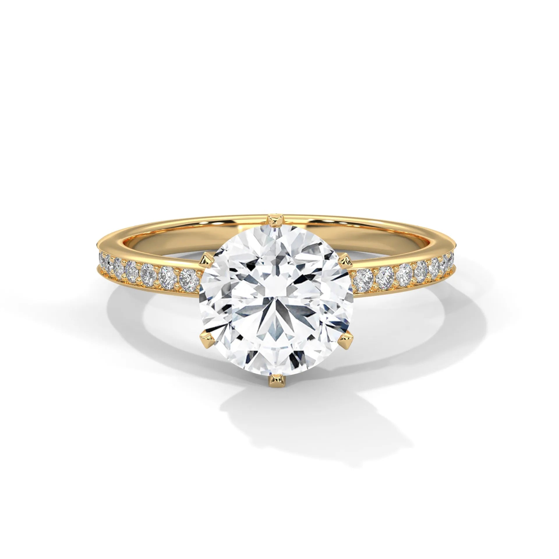 2.24ctw Round Brilliant Cut Moissanite Solitaire Ring with Pave Set Band 925 Sterling Silver