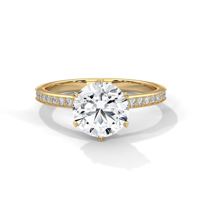 2.24ctw Round Brilliant Cut Moissanite Solitaire Ring with Pave Set Band 925 Sterling Silver