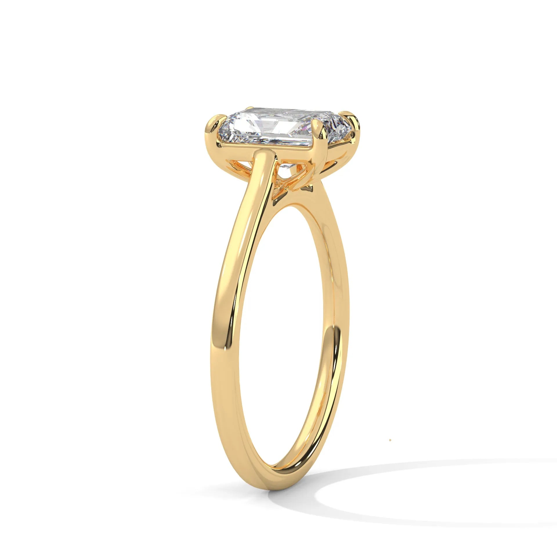 2.0ct Emerald Cut Moissanite Solitaire Ring 925 Sterling Silver Classic Engagement Band