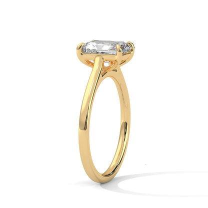 2.0ct Emerald Cut Moissanite Solitaire Ring 925 Sterling Silver Classic Engagement Band