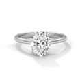 2.0ctw Oval Cut Moissanite Solitaire Ring 925 Sterling Silver Classic Trellis Engagement Band