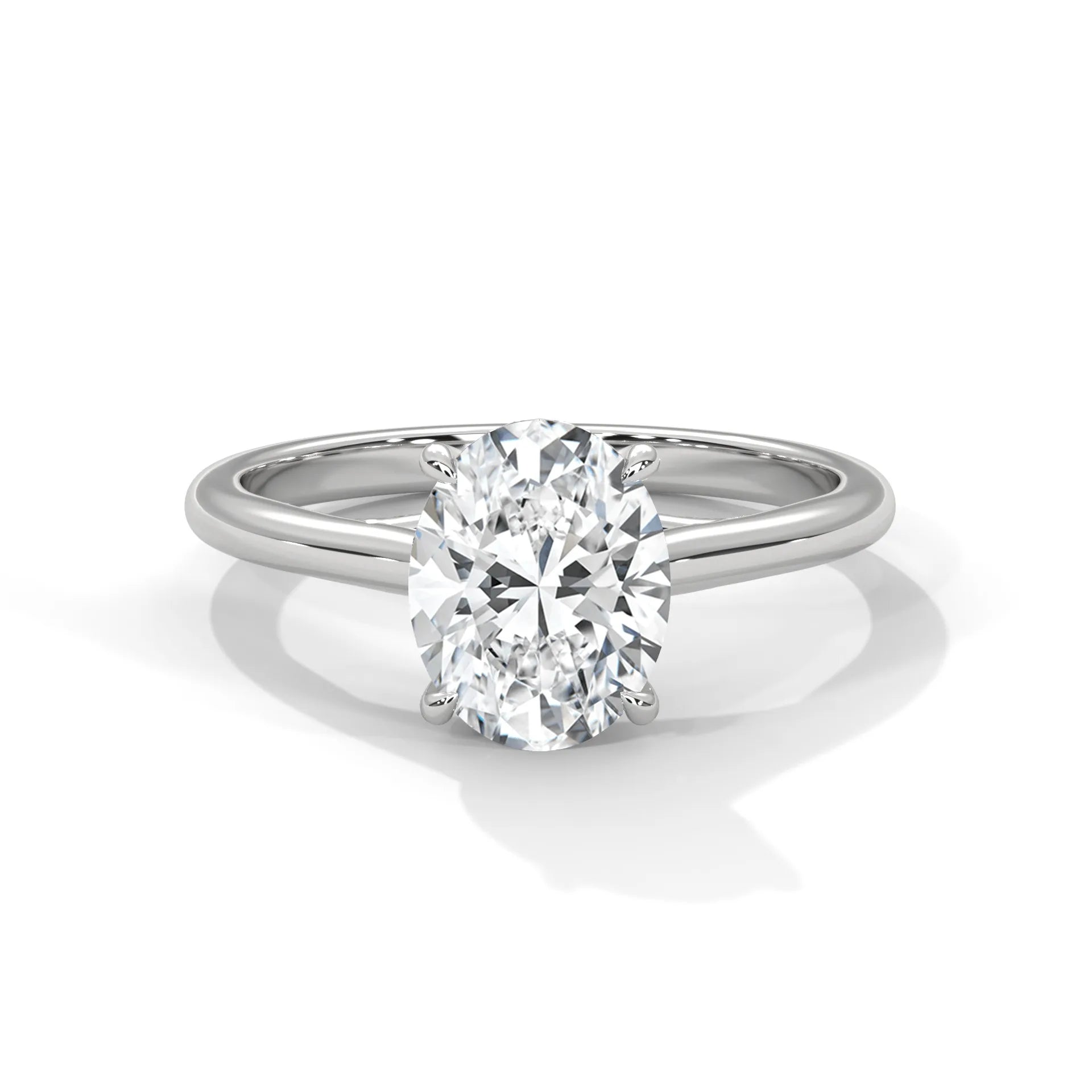 2.0ctw Oval Cut Moissanite Solitaire Ring 925 Sterling Silver Classic Trellis Engagement Band