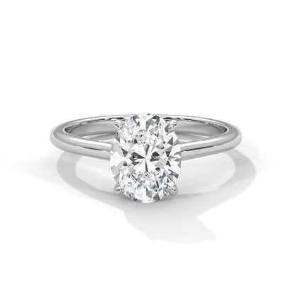 2.0ctw Oval Cut Moissanite Solitaire Ring 925 Sterling Silver Classic Trellis Engagement Band