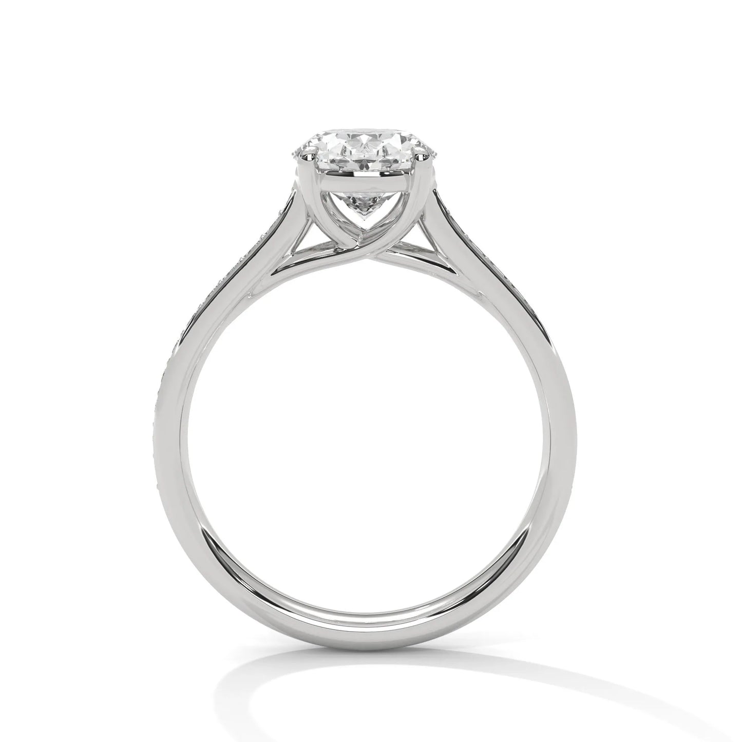 2.0ct oval cut moissanite solitaire ring with pave band 925 sterling silver