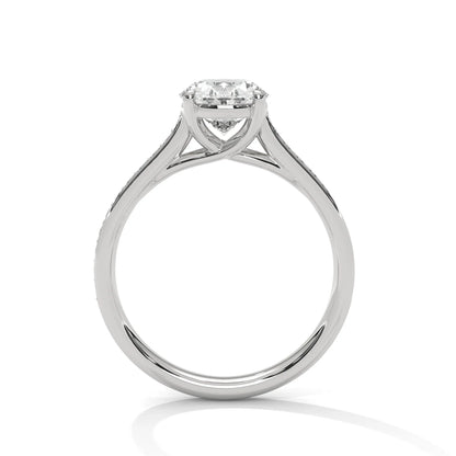 2.0ct Oval Cut Moissanite Solitaire Ring with Pave Band 925 Sterling Silver