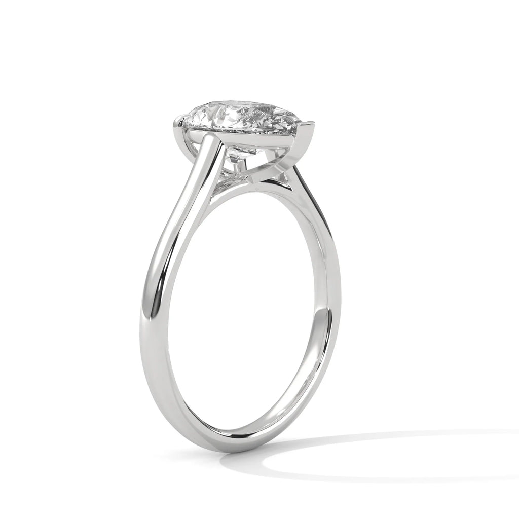 2.0ct Pear Cut Moissanite Solitaire Ring 925 Sterling Silver Classic Engagement Band