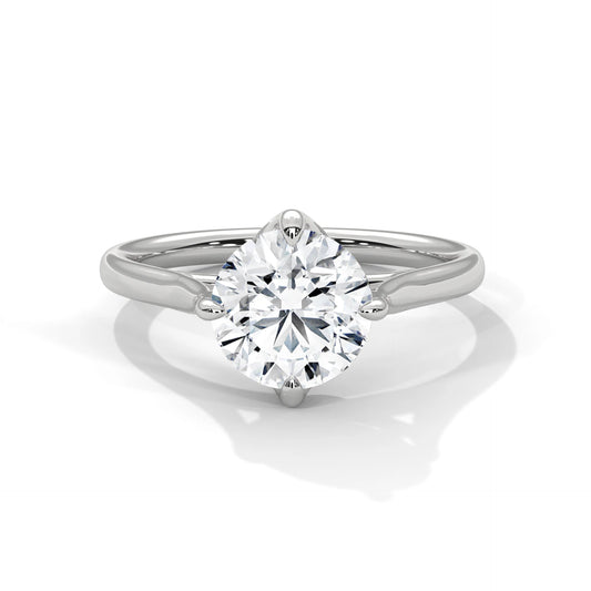 2.0ct Round Brilliant Cut Moissanite Solitaire Ring 925 Sterling Silver Lotus Prong Setting