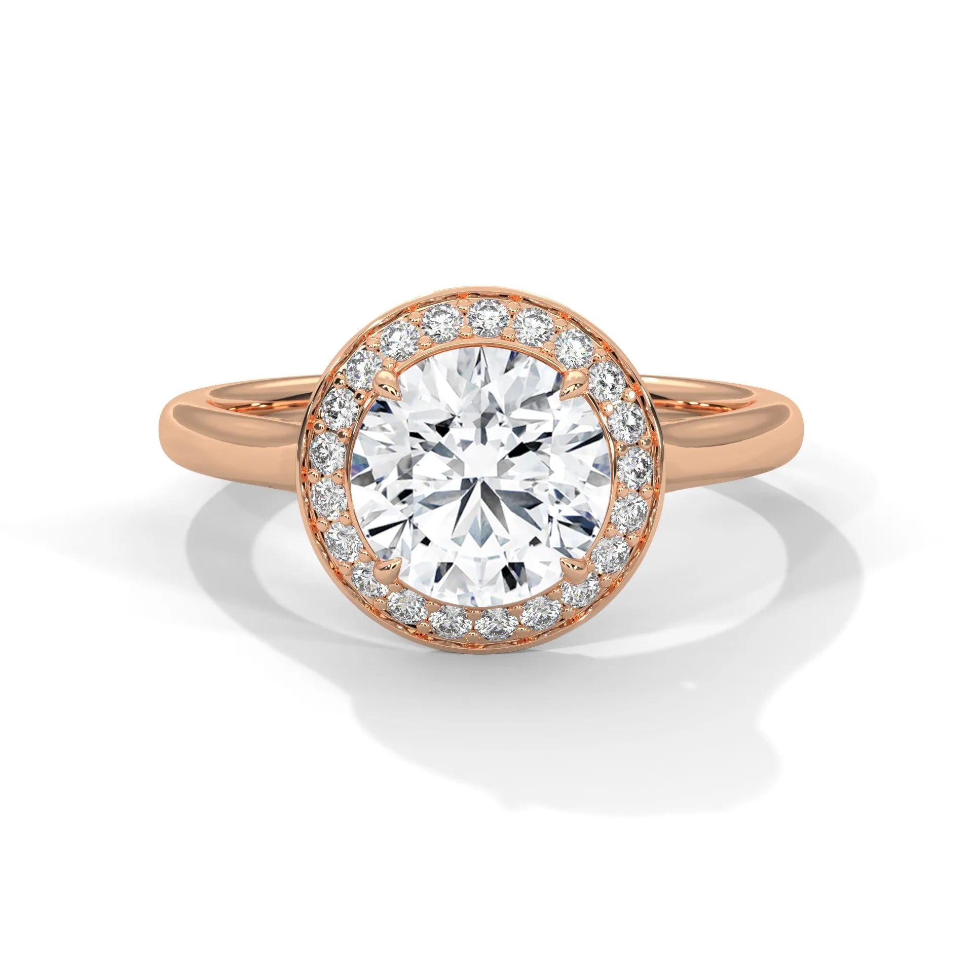 2.0ct Round Brilliant Cut Moissanite Halo Solitaire Ring 925 Sterling Silver Engagement Band