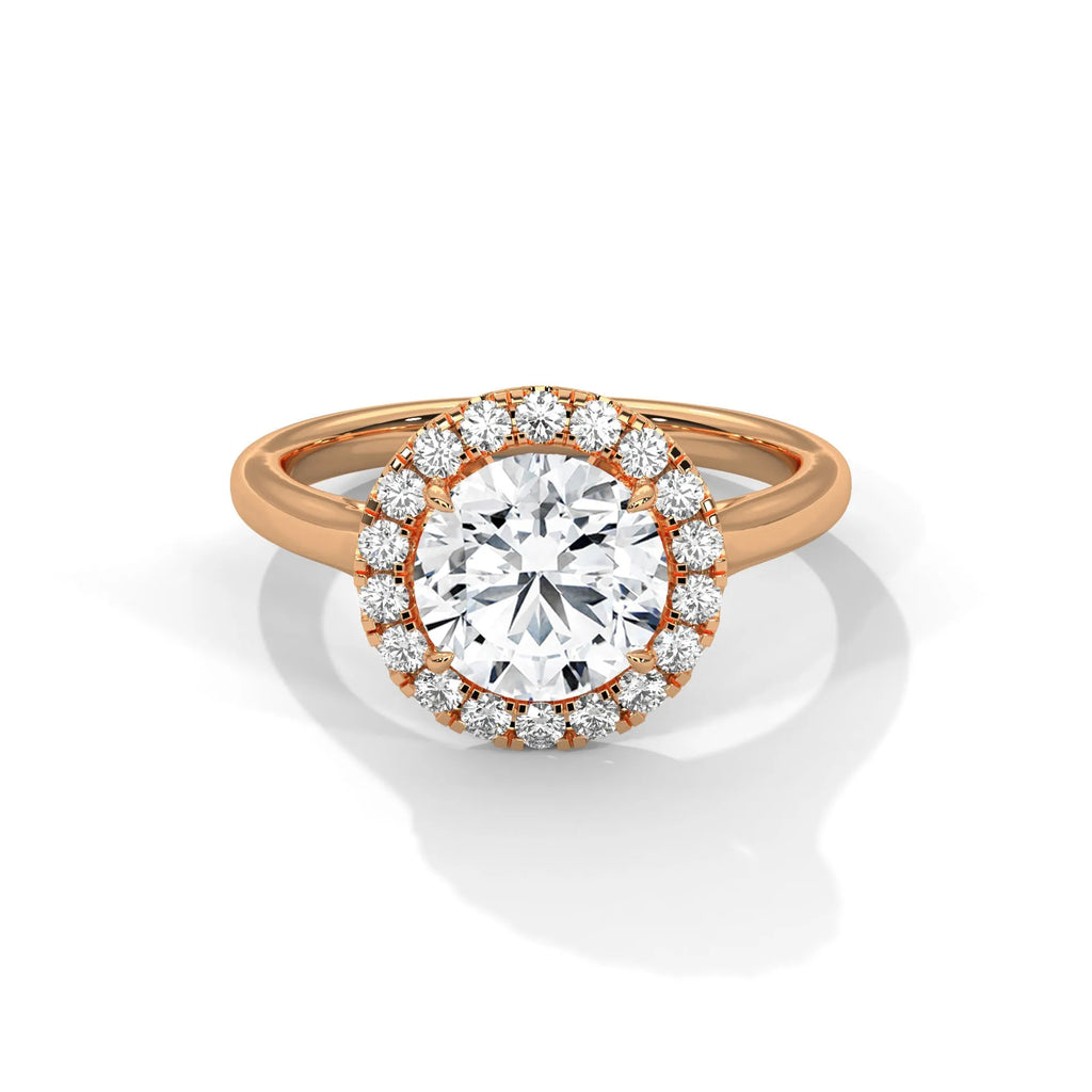 2.0ct Round Brilliant Cut Moissanite Halo Solitaire Ring 925 Sterling Silver Engagement Band