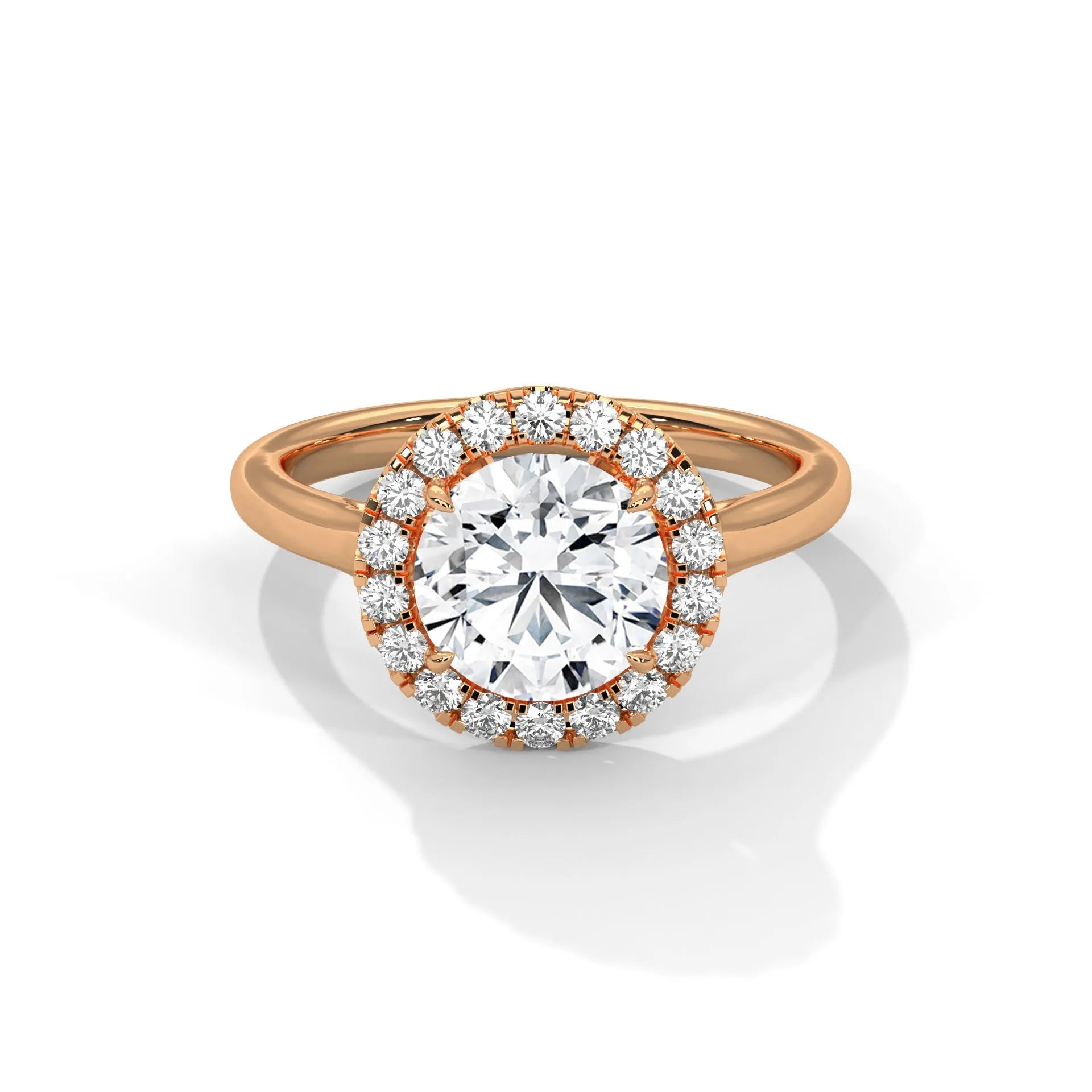 2.0ct Round Brilliant Cut Moissanite Halo Solitaire Ring 925 Sterling Silver Engagement Band