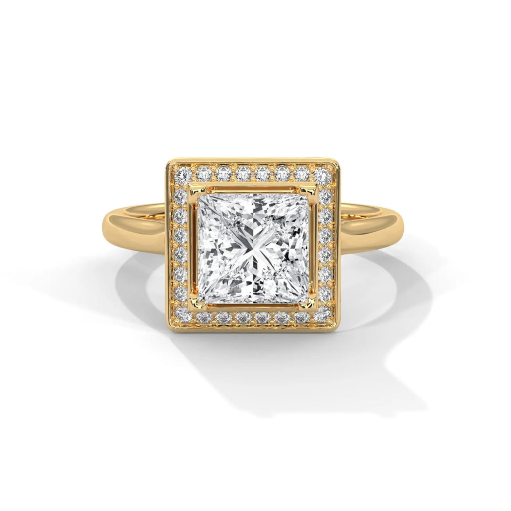 2.0ct Princess Cut Moissanite Halo Solitaire Ring 925 Sterling Silver Engagement Band