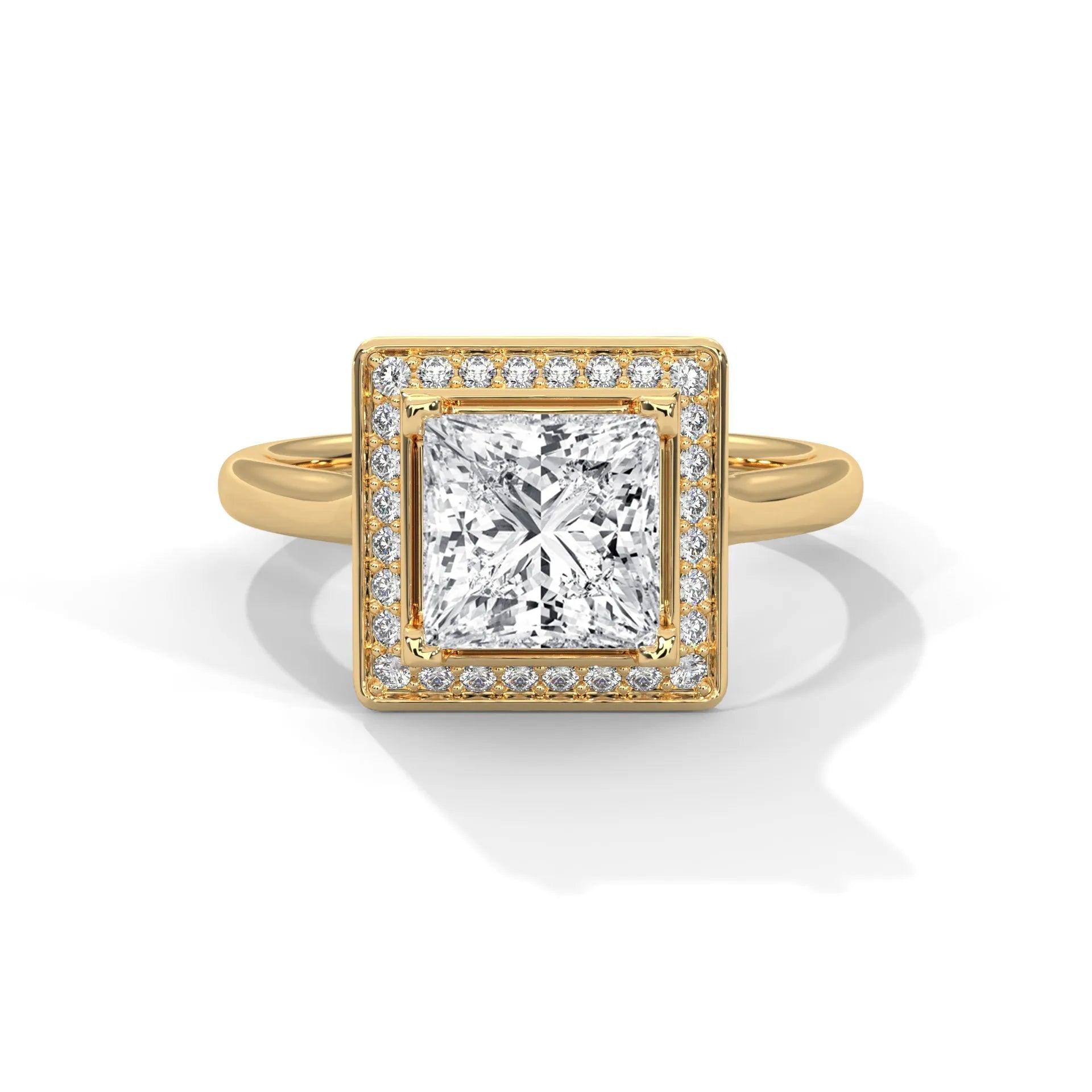 2.0ct Princess Cut Moissanite Halo Solitaire Ring 925 Sterling Silver Engagement Band