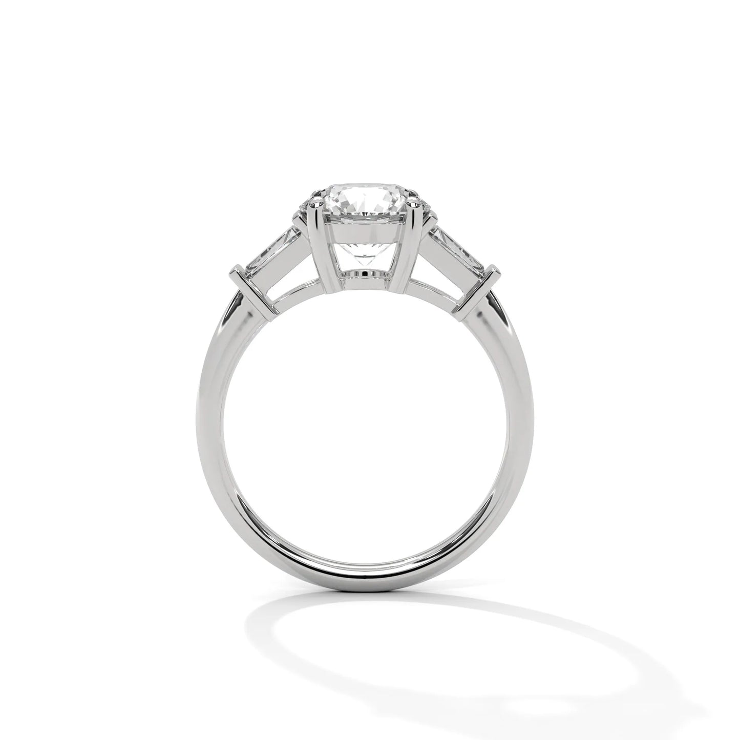 2.0ct round brilliant and baguette cut moissanite 3-stone ring 925 sterling silver