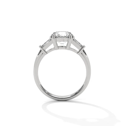 2.0ct Round Brilliant and Baguette Cut Moissanite 3-Stone Ring 925 Sterling Silver