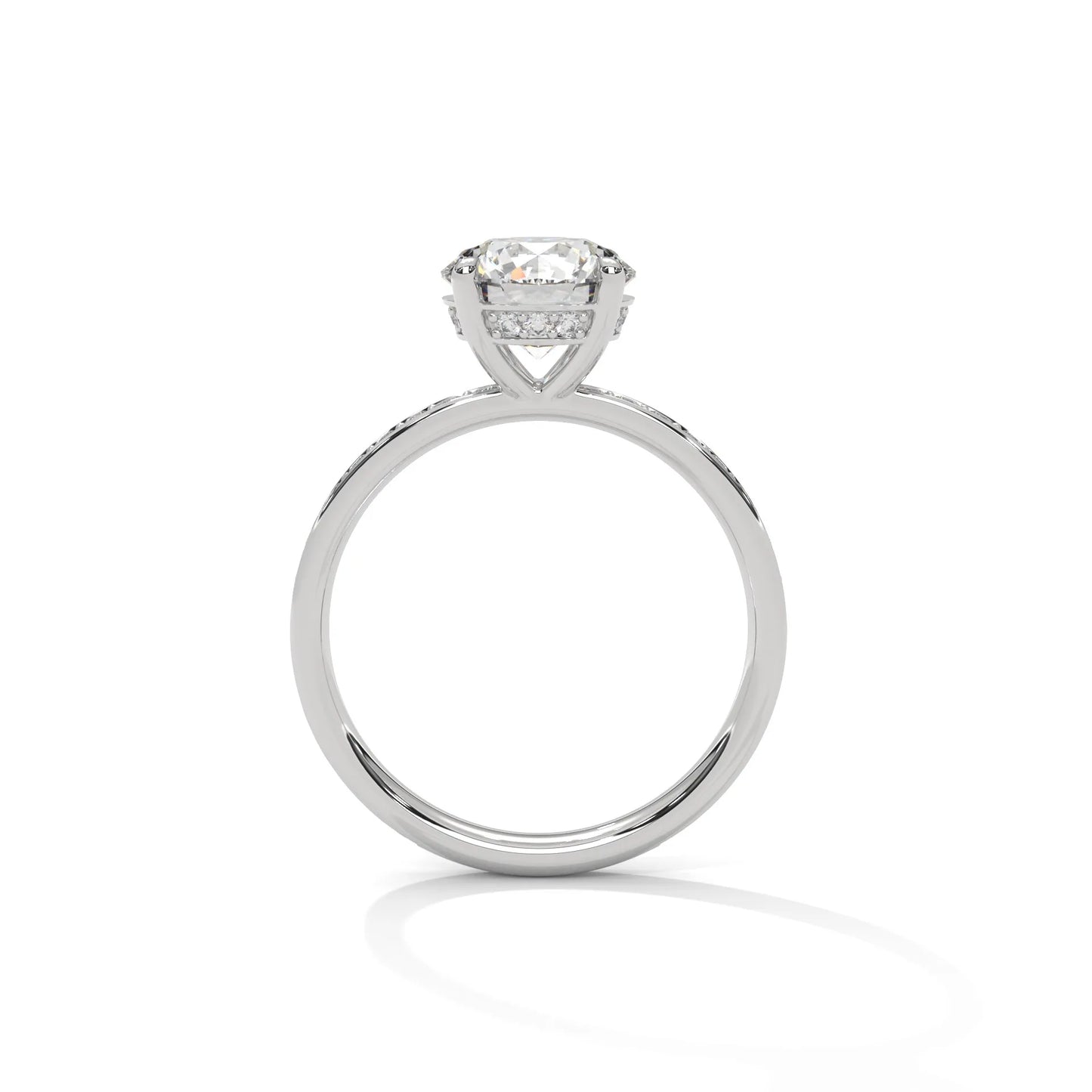 2.0ct round brilliant cut moissanite solitaire ring with pave set band 925 sterling silver
