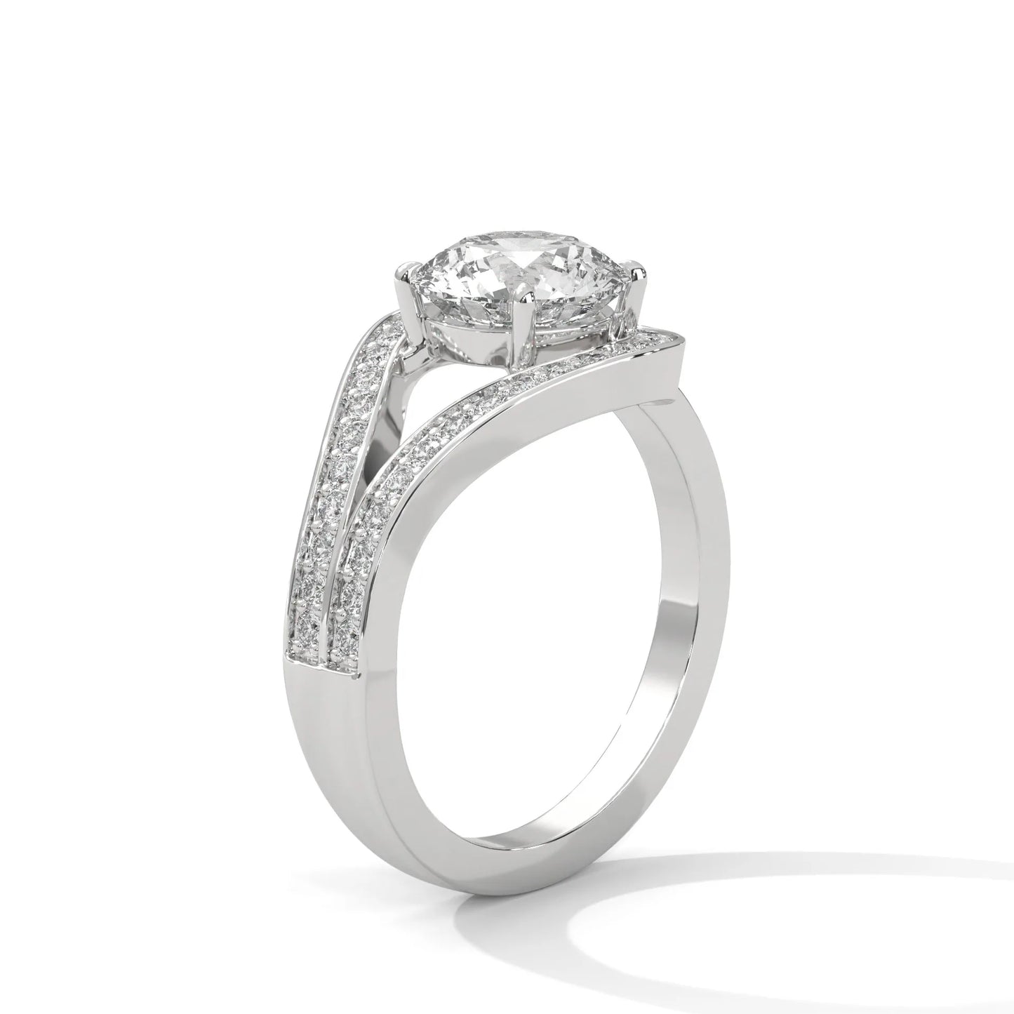 2.0ct round brilliant cut moissanite bypass halo ring 925 sterling silver engagement band