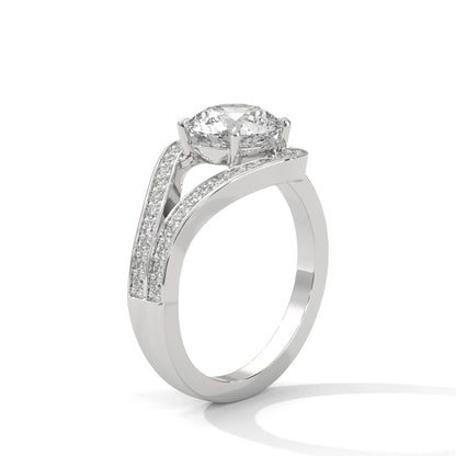 2.0ct Round Brilliant Cut Moissanite Bypass Halo Ring 925 Sterling Silver Engagement Band