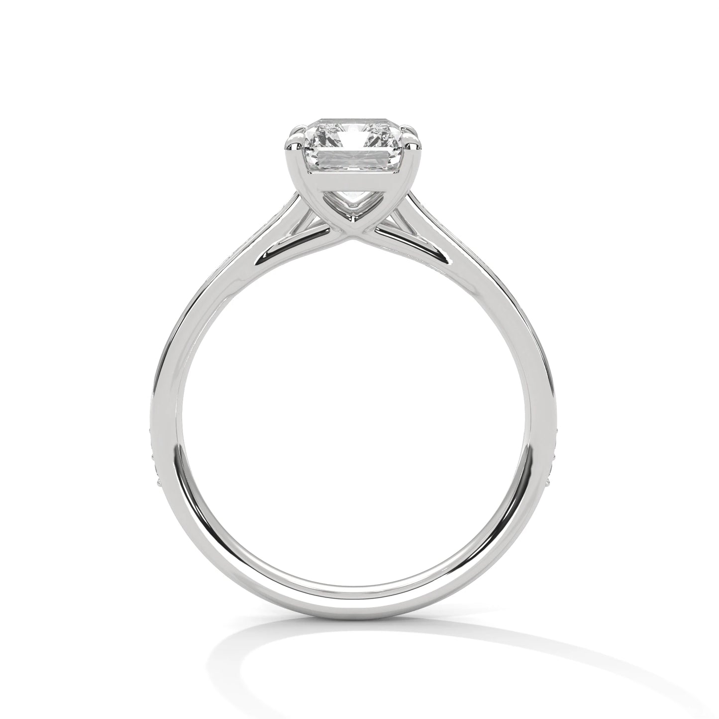 2.0ct emerald cut moissanite solitaire ring 925 sterling silver pave set engagement band