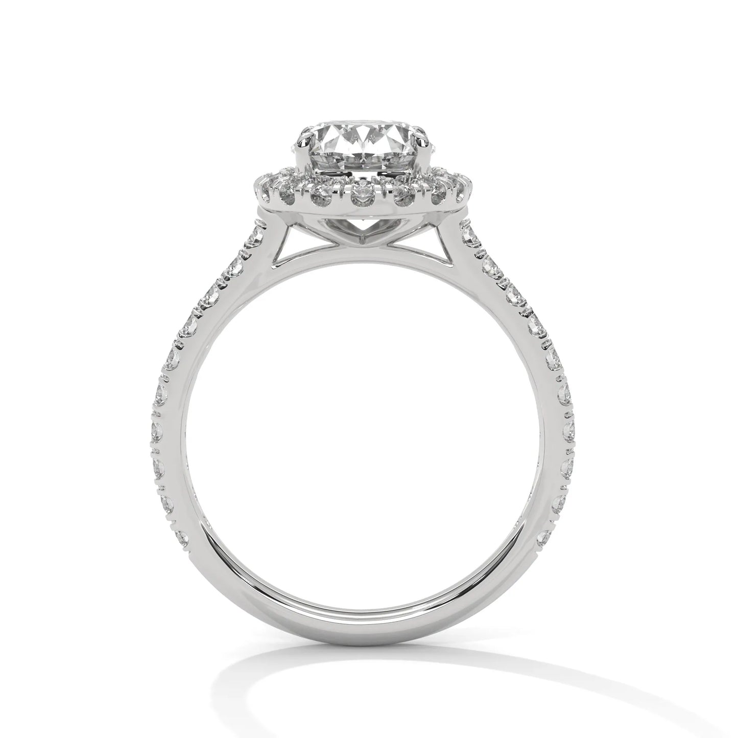 2.0ct oval cut moissanite halo engagement ring with pave band 925 sterling silver