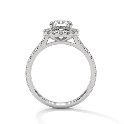 2.0ct Oval Cut Moissanite Halo Engagement Ring with Pave Band 925 Sterling Silver