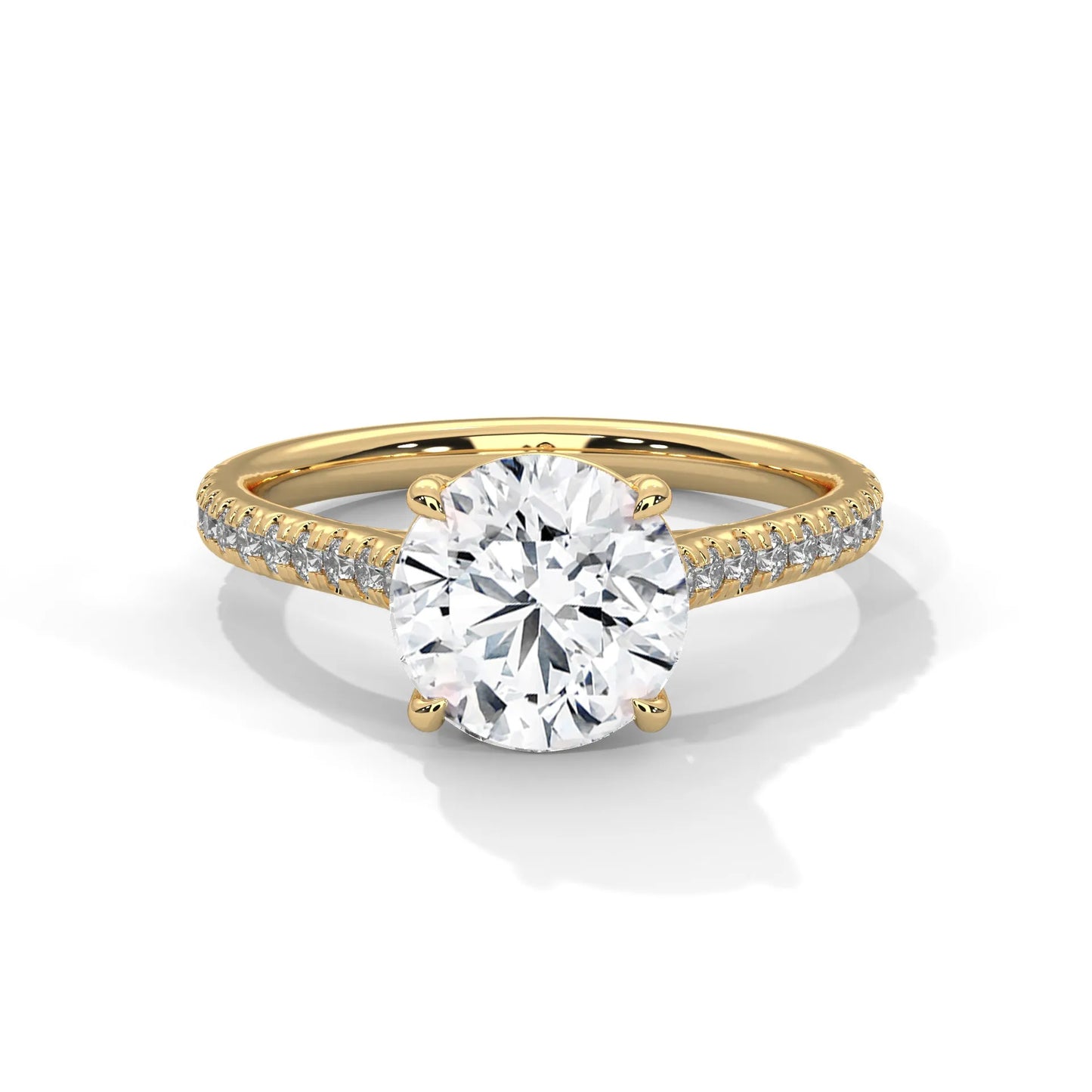 2.0ct round brilliant cut moissanite solitaire ring with pave band 925 sterling silver