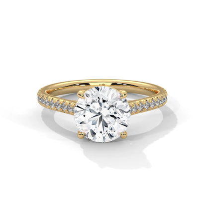 2.0ct Round Brilliant Cut Moissanite Solitaire Ring with Pave Band 925 Sterling Silver