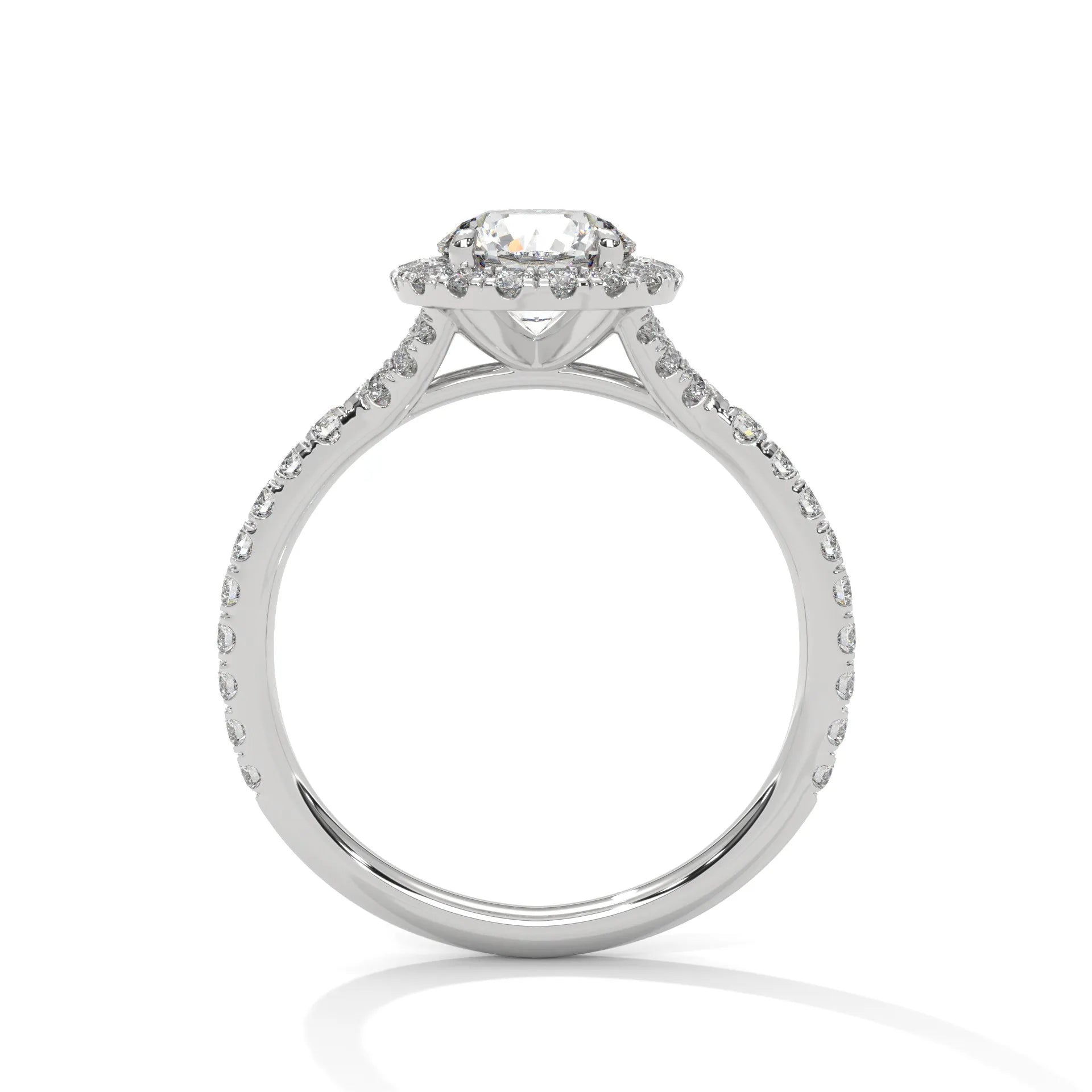 1.0ct Round Brilliant Cut Moissanite Halo Solitaire Ring 925 Sterling Silver Engagement Band