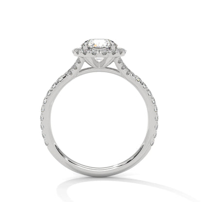 1.0ct Round Brilliant Cut Moissanite Halo Solitaire Ring 925 Sterling Silver Engagement Band