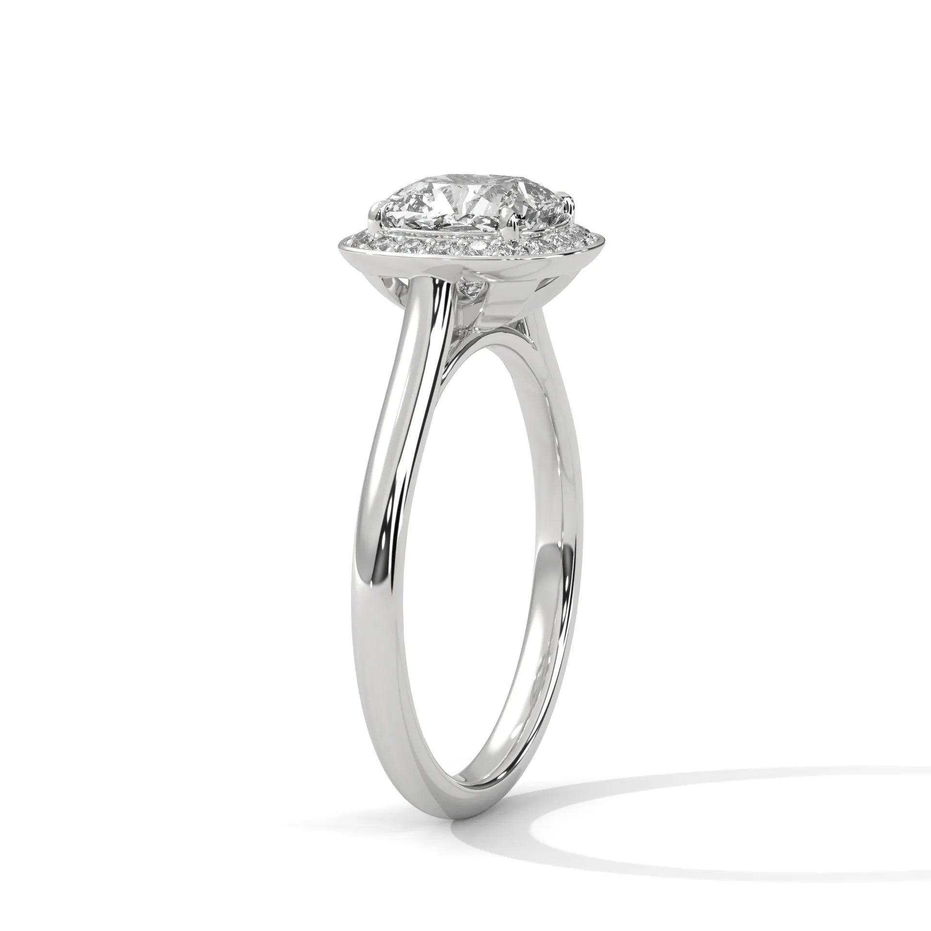 2.20ctw Cushion Cut Moissanite Halo Solitaire Ring 925 Sterling Silver Engagement Band