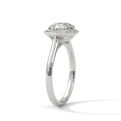2.20ctw Cushion Cut Moissanite Halo Solitaire Ring 925 Sterling Silver Engagement Band