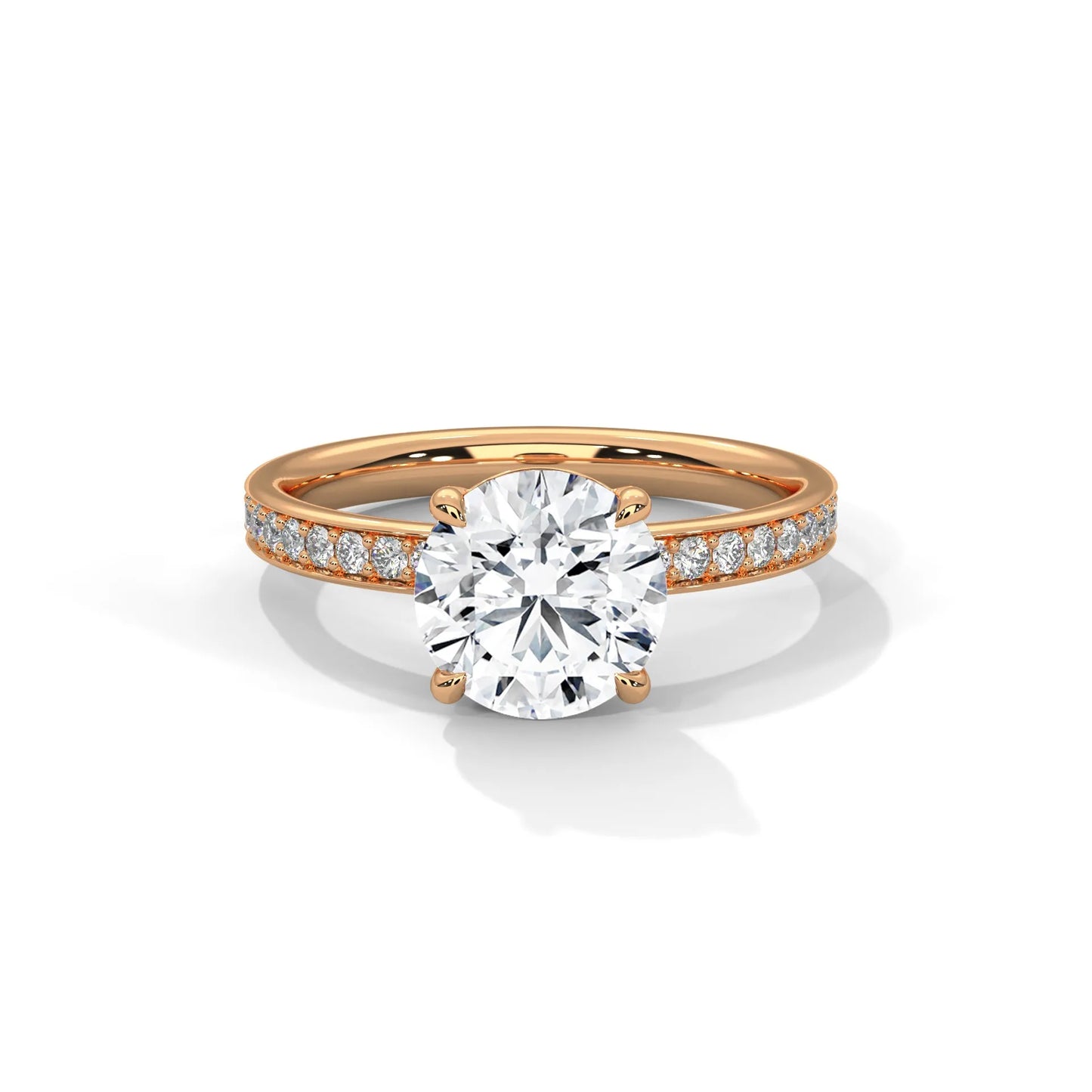 2.0ct round brilliant cut moissanite solitaire ring with pave set band 925 sterling silver
