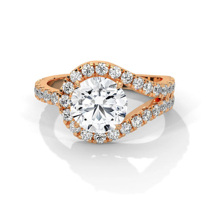 2.54ctw Round Brilliant Cut Moissanite Bypass Halo Ring 925 Sterling Silver Engagement Band
