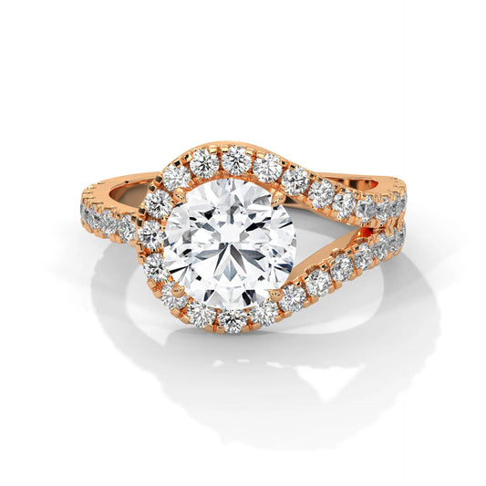 2.54ctw Round Brilliant Cut Moissanite Bypass Halo Ring 925 Sterling Silver Engagement Band