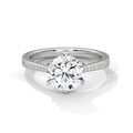Round Brilliant Cut 2.0ct Moissanite Solitaire Ring 925 Sterling Silver Pave Engagement Band