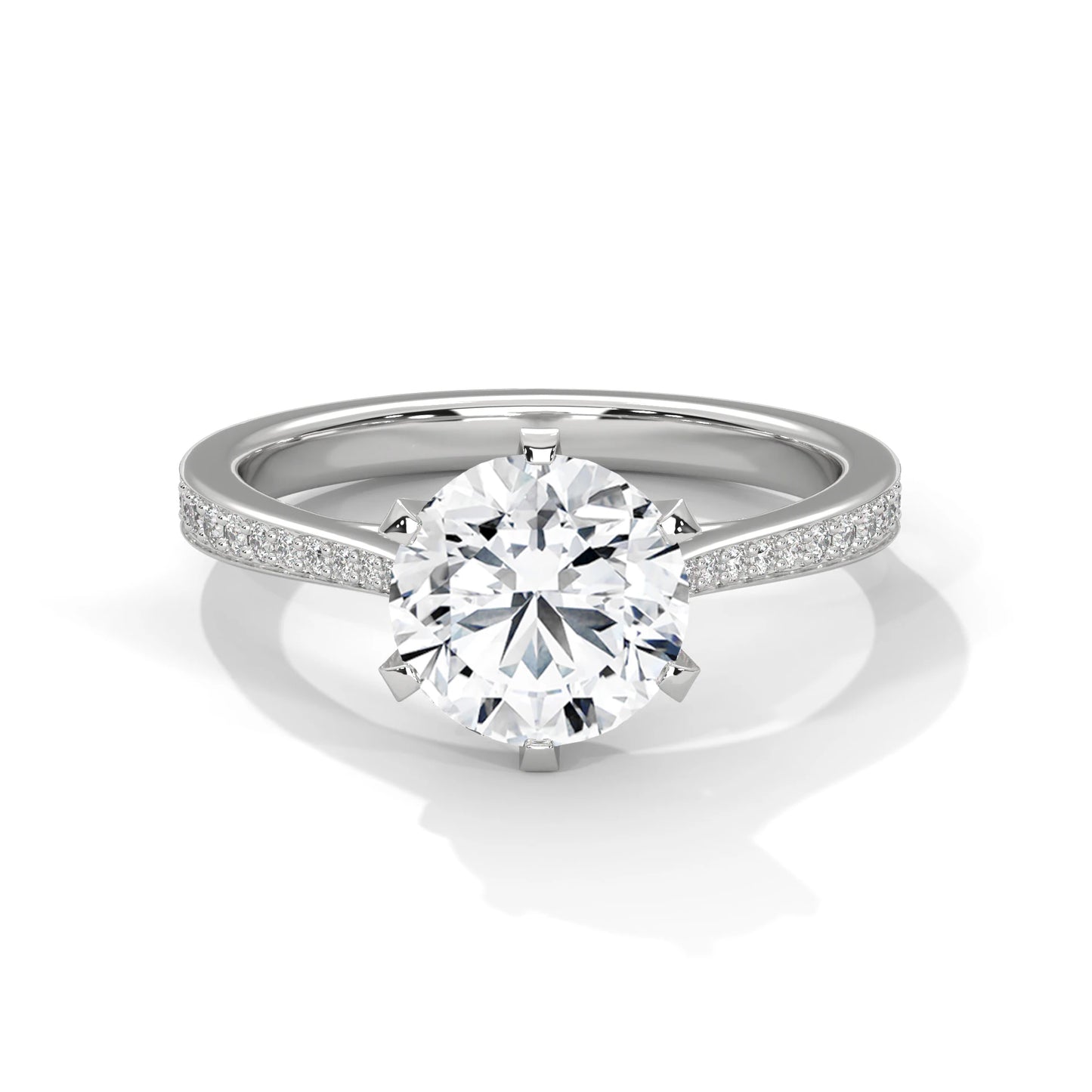 round brilliant cut 2.0ct moissanite solitaire ring 925 sterling silver pave engagement band