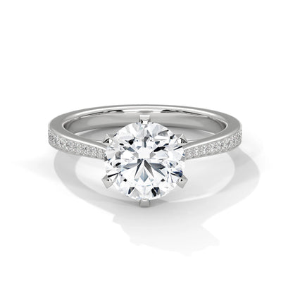 Round Brilliant Cut 2.0ct Moissanite Solitaire Ring 925 Sterling Silver Pave Engagement Band