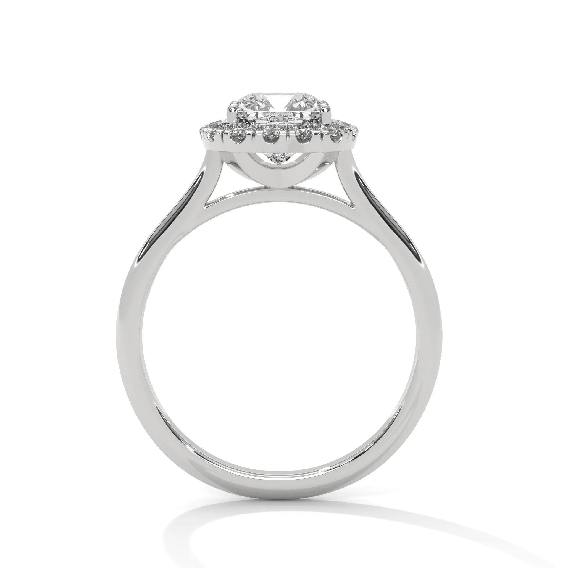 2.0ct Cushion Cut Moissanite Halo Solitaire Ring 925 Sterling Silver Engagement Band