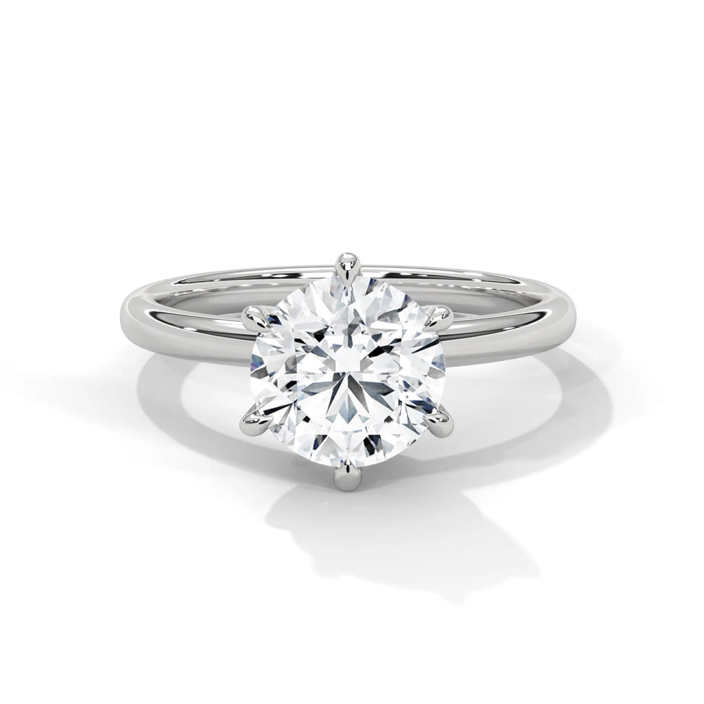2.0ct Round Brilliant Cut Moissanite Solitaire Ring 925 Sterling Silver Classic Engagement Band