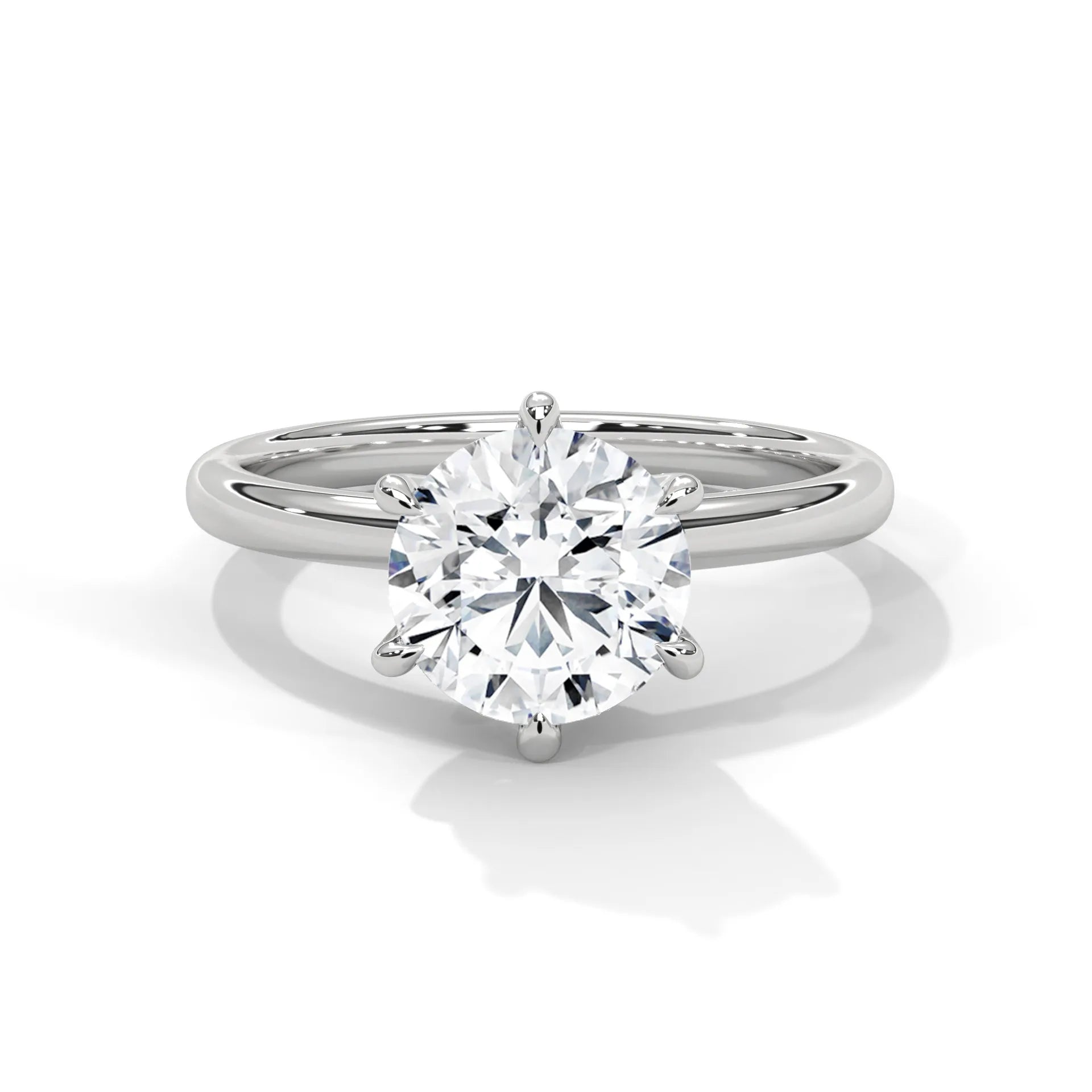 2.0ct Round Brilliant Cut Moissanite Solitaire Ring 925 Sterling Silver Classic Engagement Band