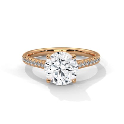 2.0ct Round Brilliant Cut Moissanite Solitaire Ring with Pave Band 925 Sterling Silver