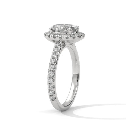 2.0ct Oval Cut Moissanite Halo Engagement Ring with Pave Band 925 Sterling Silver