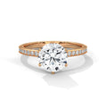 2.24ctw Round Brilliant Cut Moissanite Solitaire Ring with Pave Set Band 925 Sterling Silver